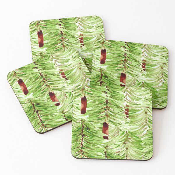 Item preview, Winter Forest all over watercolor pine needle trees designed and sold by JasmineGDesigns.