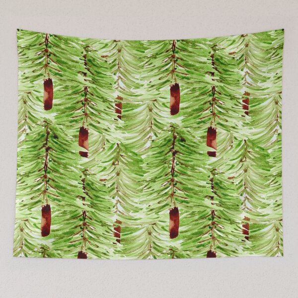 Item preview, Winter Forest all over watercolor pine needle trees designed and sold by JasmineGDesigns.