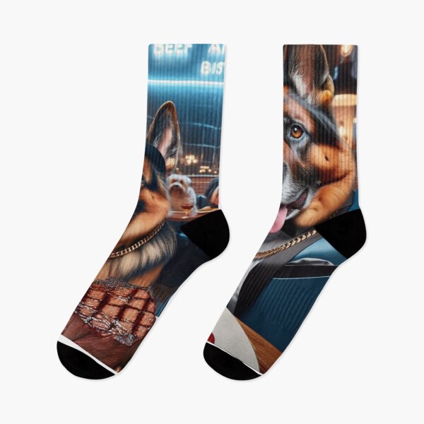 Item preview, German Shepherd Social Media Celebrity Taking Selfie Eating a Steak designed and sold by TheDogOnIt.