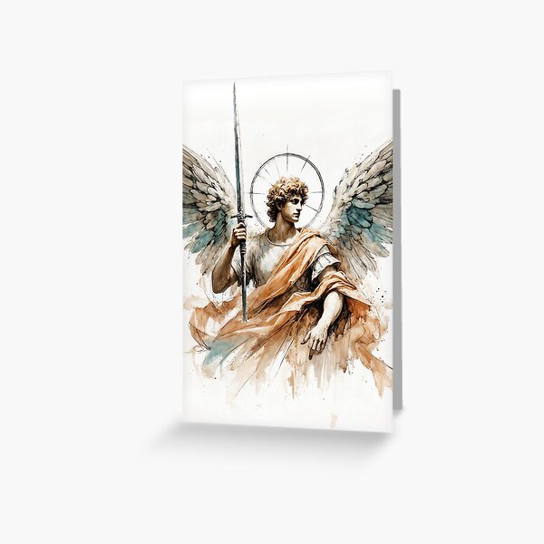 Item preview, Archangel Michael | Angle Series | Christian Watercolor Wall Art designed and sold by FaithArtCrea.
