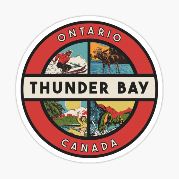 Vista previa del artículo con la obra «Calcomanía de estilo vintage de Thunder Bay Ontario», diseñado y vendido por zsonn.
