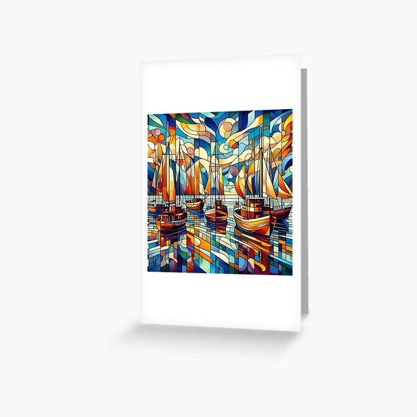 Item preview, Boats on the Bay - Bauhaus designed and sold by Mermaid's Whimsy.