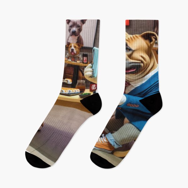 Item preview, Pitbull Social Media Celebrity Taking Selfie Eating Sushi designed and sold by TheDogOnIt.