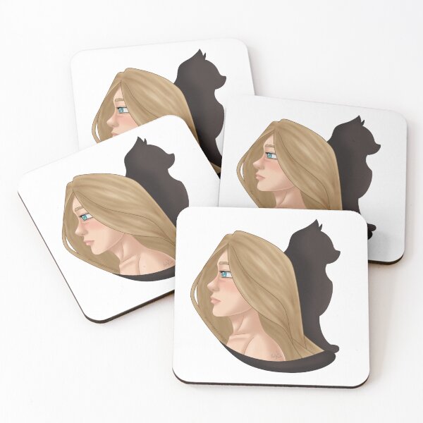 Item preview, Feminine profile face and cat silhouette designed and sold by AssortedDrawings.