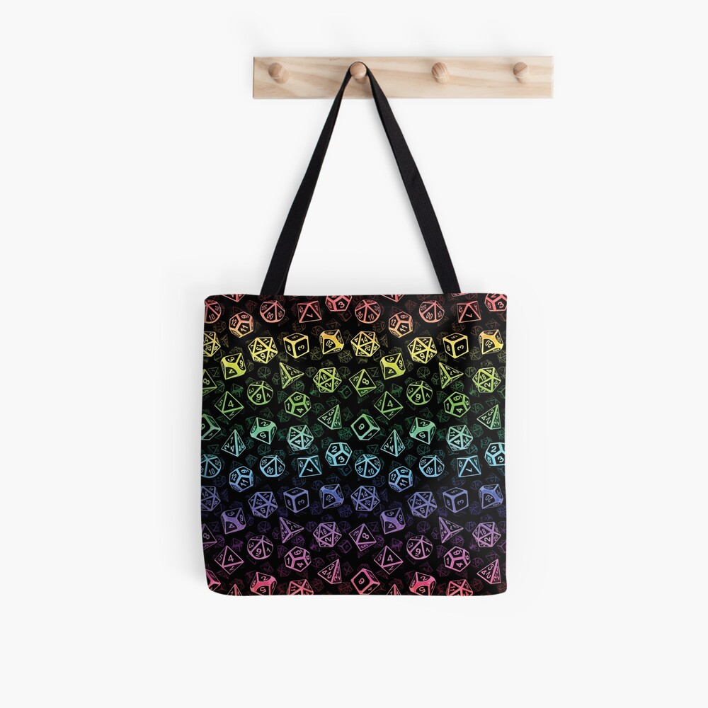 D20 Dice Set Pattern (Rainbow) Tote Bag