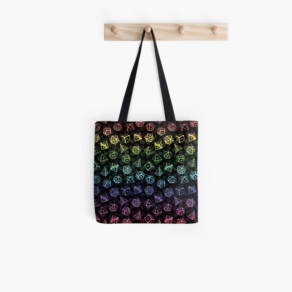 D20 Dice Set Pattern (Rainbow) Tote Bag