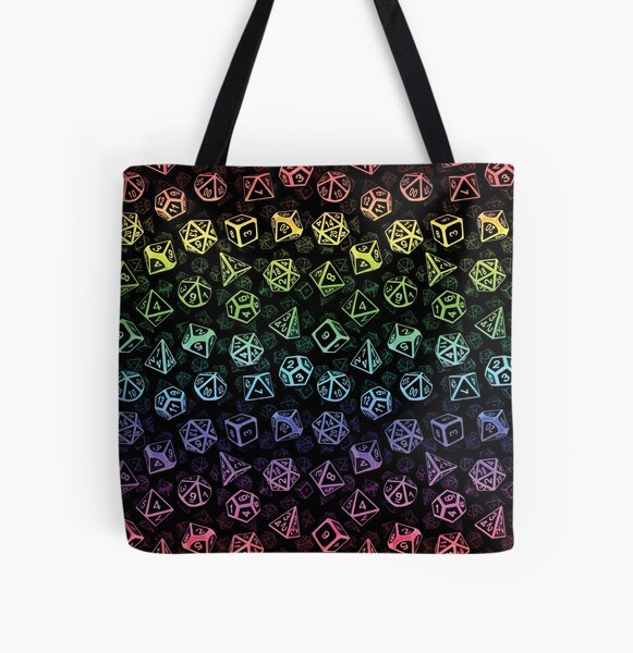 D20 Dice Set Pattern (Rainbow) All Over Print Tote Bag