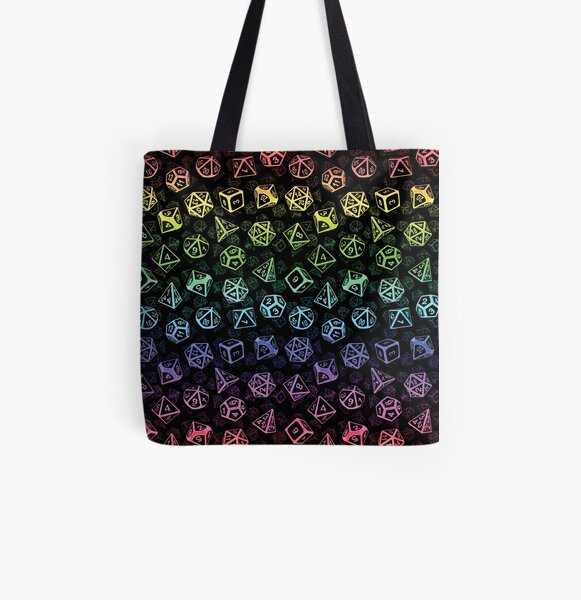 D20 Dice Set Pattern (Rainbow) All Over Print Tote Bag