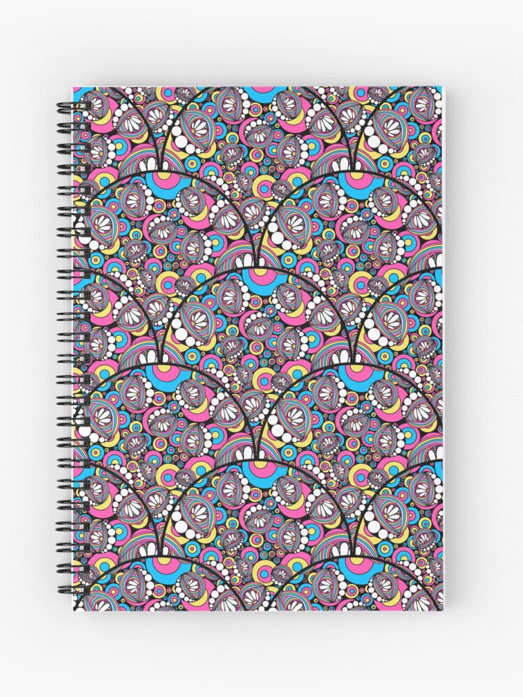 Journal, 80s Aerobics Rainbow Daisy Doodle Art Deco Scallop designed and sold by Triplicate Limited