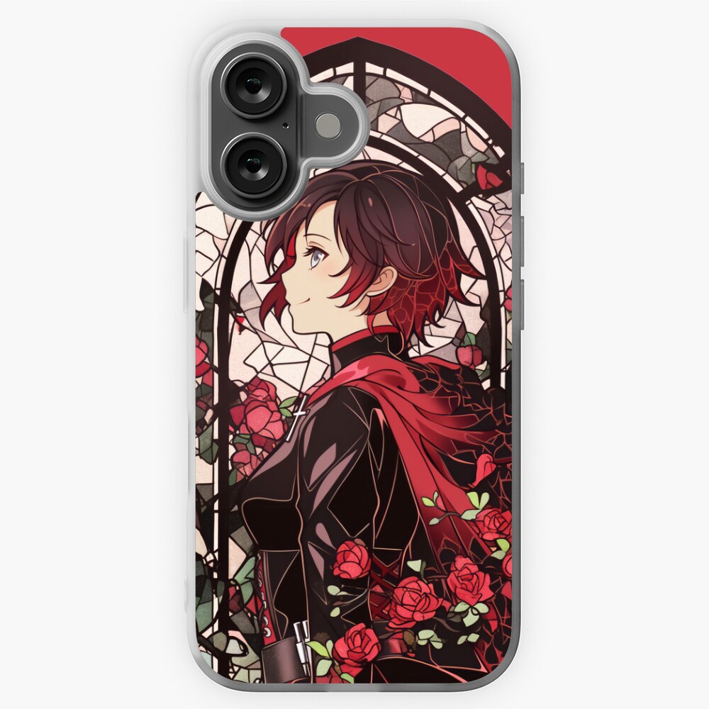 Stained Glass Ruby Rose Sticker