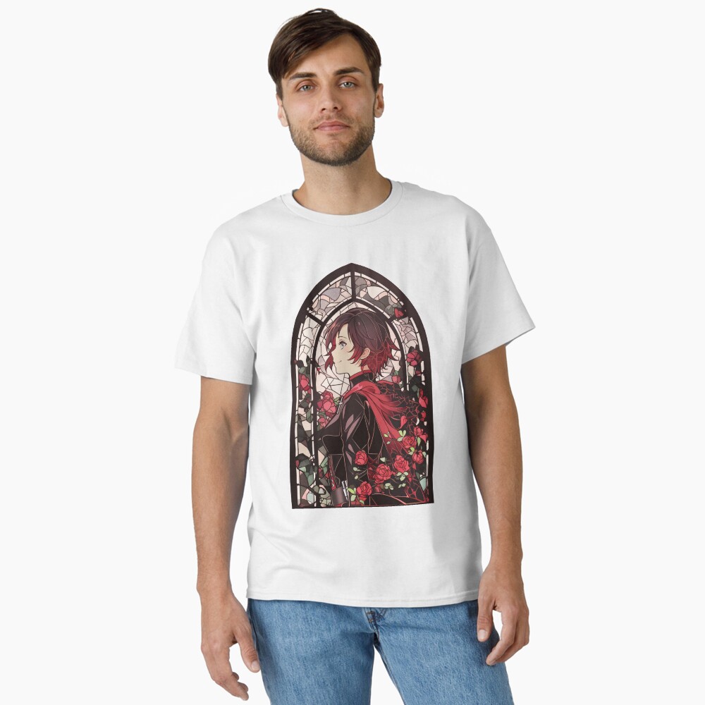 Stained Glass Ruby Rose Sticker