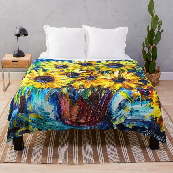 Item preview, Impasto Garden Vibrant Sunflower Oil Painting designed and sold by Rocky Mountain Artistry.