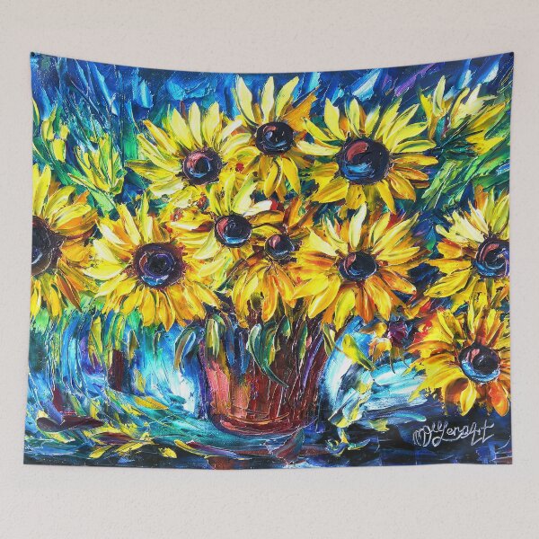 Item preview, Impasto Garden Vibrant Sunflower Oil Painting designed and sold by Rocky Mountain Artistry.