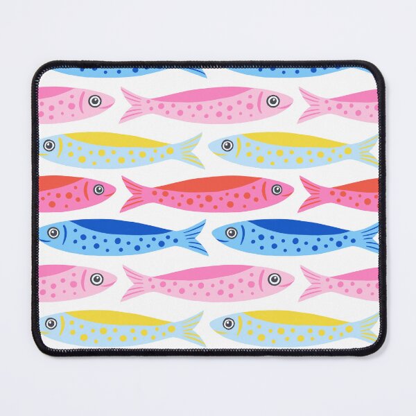 Item preview, Colourful Sardines All-Over Pattern on White designed and sold by BexMorleyArt.