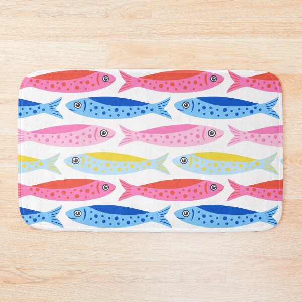 Item preview, Colourful Sardines All-Over Pattern on White designed and sold by BexMorleyArt.