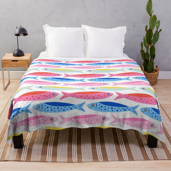 Item preview, Colourful Sardines All-Over Pattern on White designed and sold by BexMorleyArt.