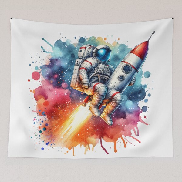 Item preview, Astronaut Riding a Rocket in Space designed and sold by JesNoh.