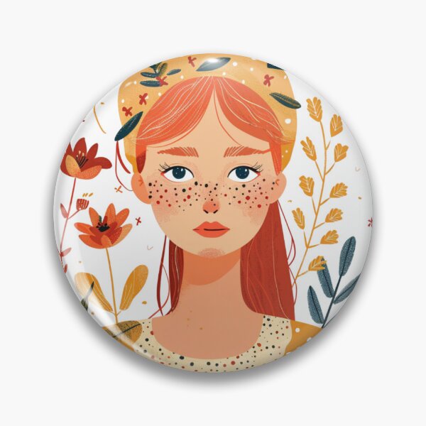 Item preview, Scandinavian Folk Art Floral Girl designed and sold by GiraffeCreative.