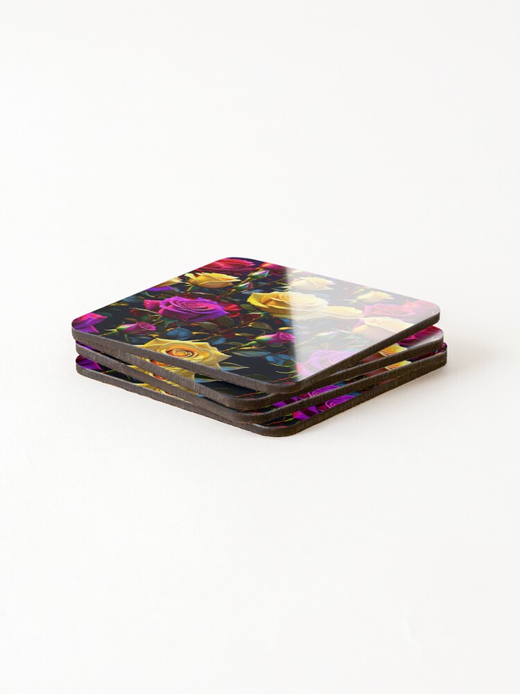 Thumbnail 4 of 5, Coasters (Set of 4), Vivid Roses designed and sold by SublimeMusings.