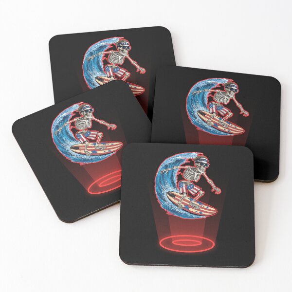 Item preview, Patriotic Surfing Skeleton designed and sold by WoodburyLake.