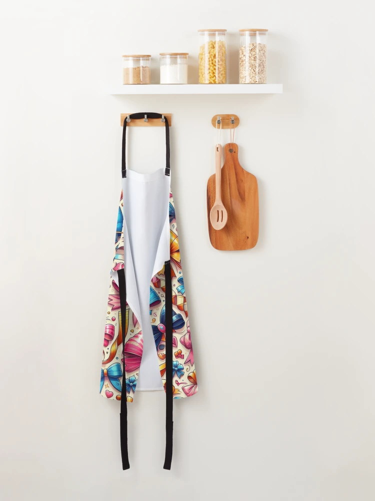 Thumbnail 2 of 6, Apron, Festive Flair: Colorful Ribbons Pattern designed and sold by Rui Fernandes.