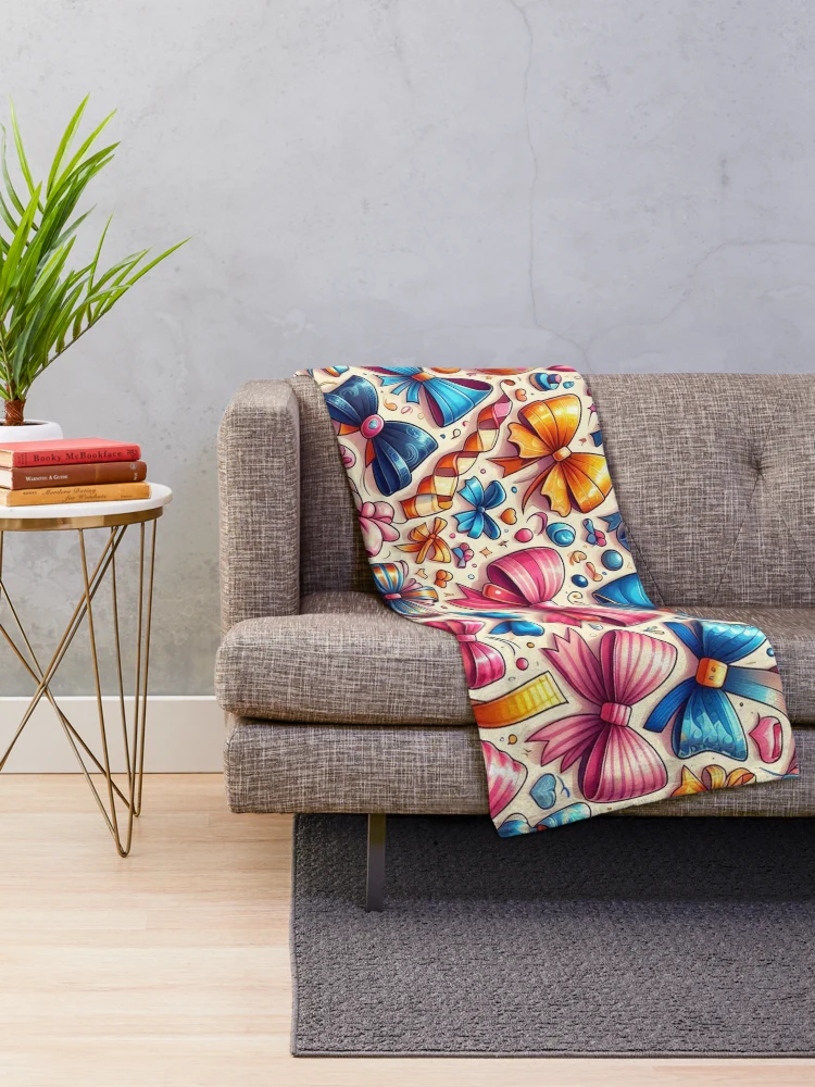 Thumbnail 2 of 6, Throw Blanket, Festive Flair: Colorful Ribbons Pattern designed and sold by Rui Fernandes.