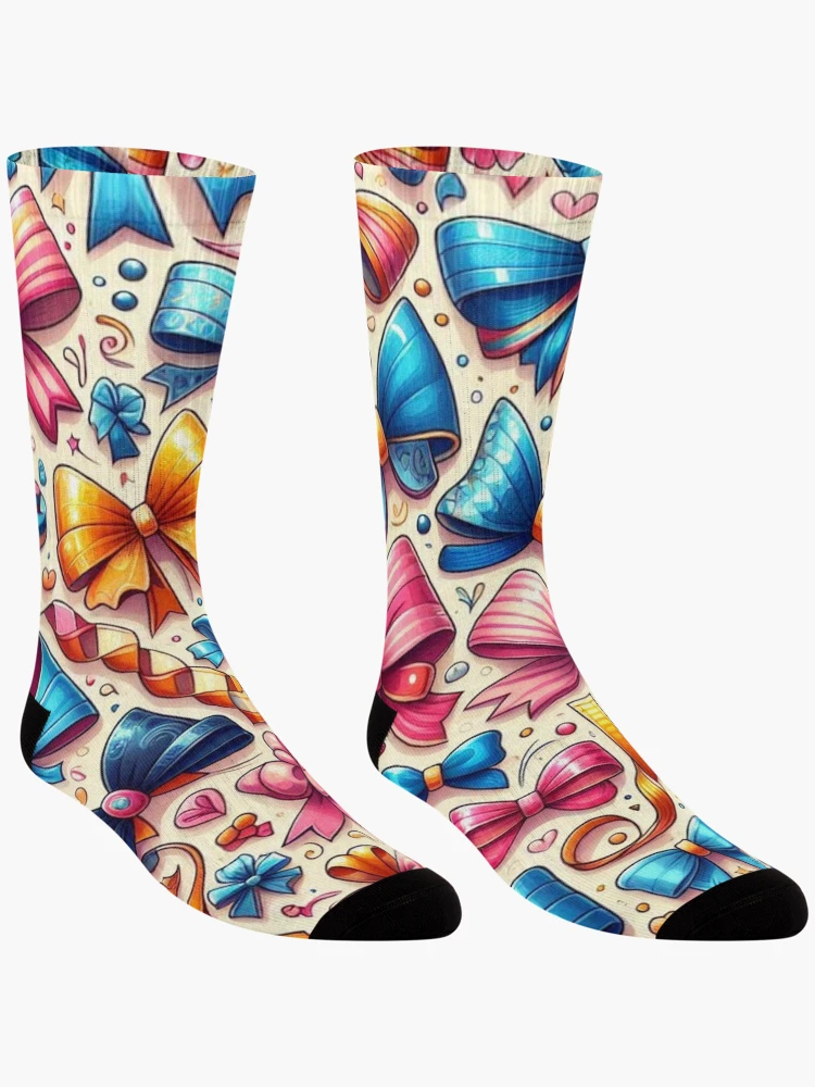 Thumbnail 3 of 5, Socks, Festive Flair: Colorful Ribbons Pattern designed and sold by Rui Fernandes.