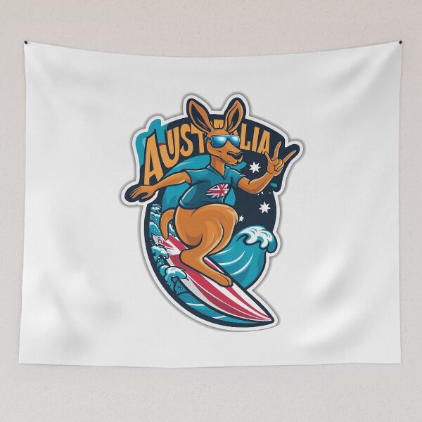Item preview, Australian Kangaroo, Surfing designed and sold by RedCircleArt.