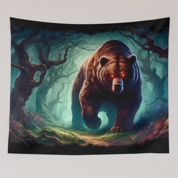 Item preview, Fierce Bear in Gloomy Forest designed and sold by h00ch2003.