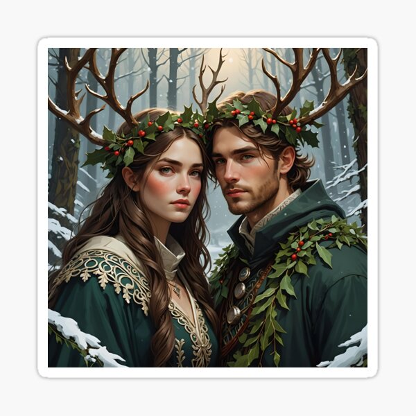 Item preview, Pagan Couple. Winter Solstice Yule. designed and sold by SoniaSarkali.