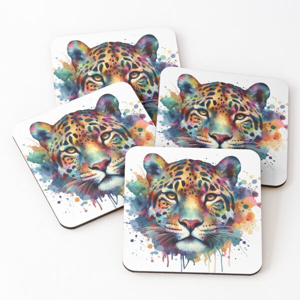Item preview, Colorful Watercolor Leopard Face Big Cat Art designed and sold by SeaStarAlex.