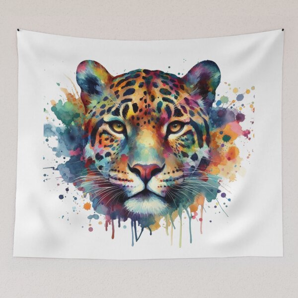 Item preview, Colorful Watercolor Leopard Face Big Cat Art designed and sold by SeaStarAlex.