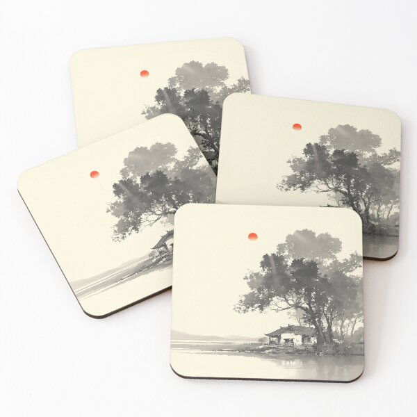 Item preview, Black and White Chinese Painting with Red Sun designed and sold by Christian Weiss.