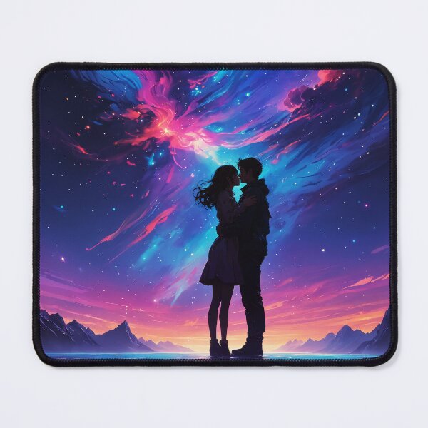 Item preview, A couple in love under a colorful night sky, space aestethic art designed and sold by ChaosEdits.
