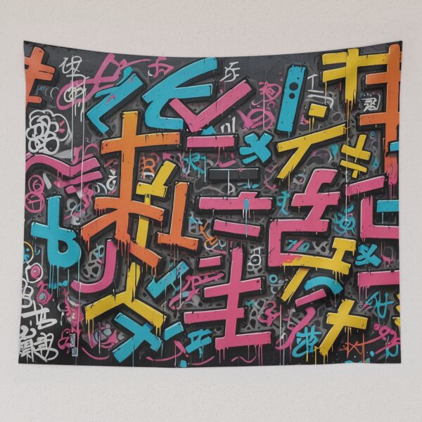Item preview, Abstract Kanji Nonsense, Street Art, Graffiti Pattern designed and sold by Burn-Ego.
