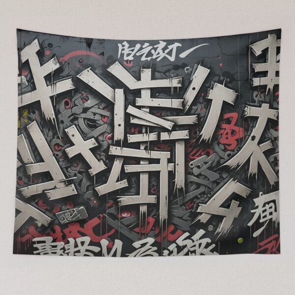 Item preview, Dark Kanji Curses, Street Art, Graffiti Pattern designed and sold by Burn-Ego.