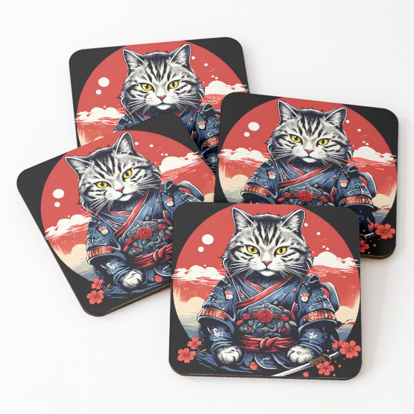 Item preview, Majestic Samurai Cat with Cherry Blossoms designed and sold by ArtsyWishesShop.