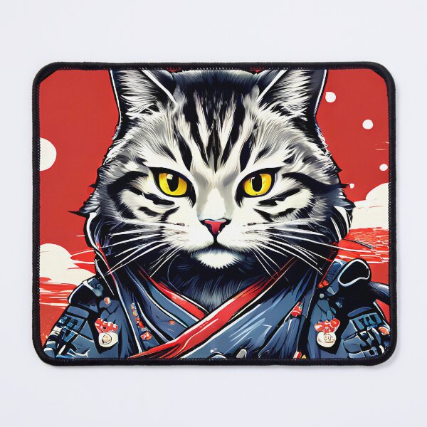 Item preview, Majestic Samurai Cat with Cherry Blossoms designed and sold by ArtsyWishesShop.