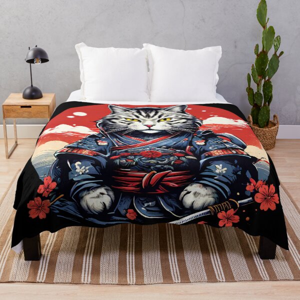 Item preview, Majestic Samurai Cat with Cherry Blossoms designed and sold by ArtsyWishesShop.
