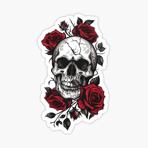 Skull and Rose Sticker