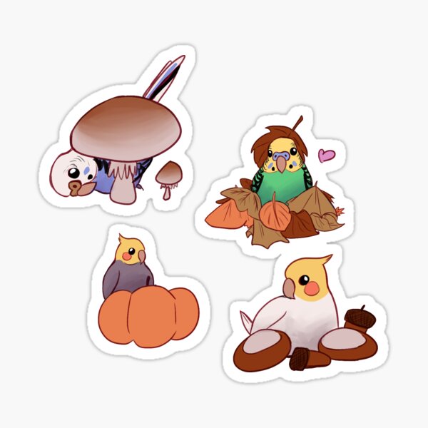 Autumn Budgies & Cockatiels Sticker