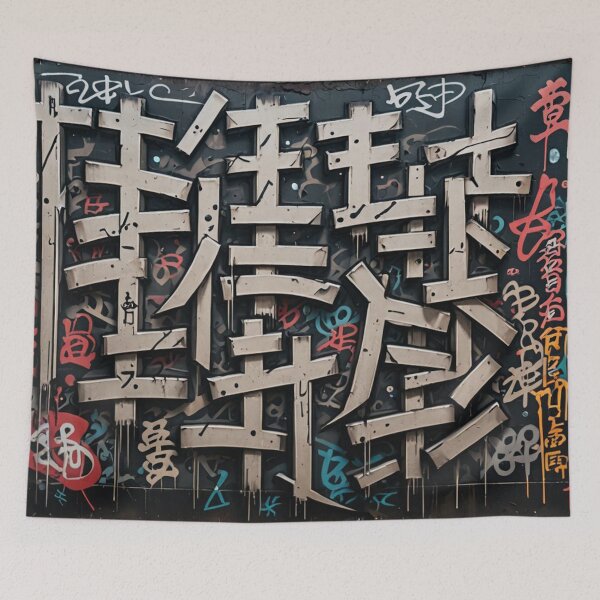Item preview, Random Kanji Tags, Street Art, Graffiti Pattern designed and sold by Burn-Ego.
