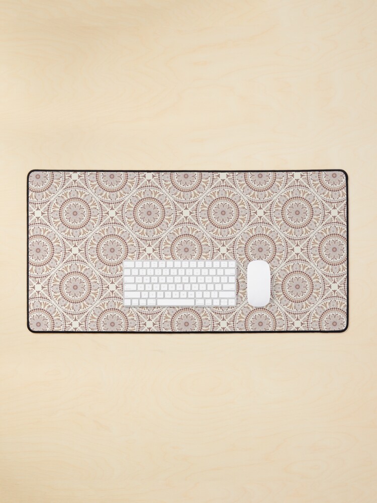 Mouse Pad, Warm Neutrals Cafe Ombre Dot Mandala Diamond Tile designed and sold by Triplicate Limited