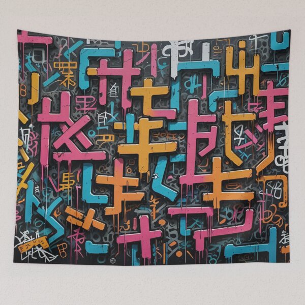 Item preview, Colorful Kanji Nonsense, Street Art, Graffiti Pattern designed and sold by Burn-Ego.