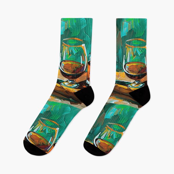 Item preview, Luxurious Glass of Brandy and Rolled Cigar on Multicolored Surface - Vibrant Abstract Art Generative AI designed and sold by OlfactoART Studio.