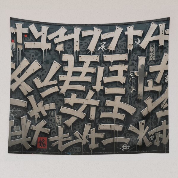 Item preview, Kanji Gang Tags, Street Art, Graffiti Pattern designed and sold by Burn-Ego.