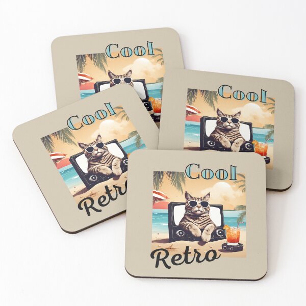 Item preview, Retro Cool Cat Summer Tshirt Phone Sticker Poster designed and sold by PickInsight.