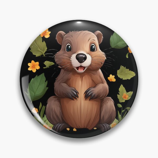 Item preview, A cheerful little Beaver with a floral motif designed and sold by Aquillashop.