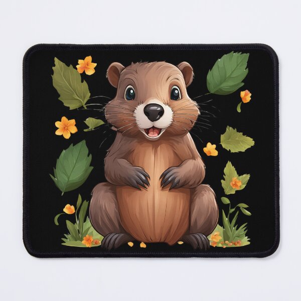 Item preview, A cheerful little Beaver with a floral motif designed and sold by Aquillashop.