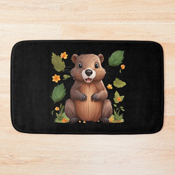 Item preview, A cheerful little Beaver with a floral motif designed and sold by Aquillashop.